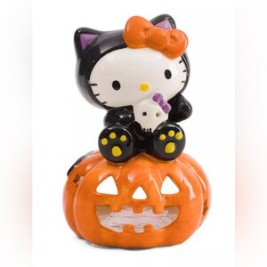 Hello Kitty Sanrio Skeleton Pumpkin Ceramic Figurine Tealight Holder Halloween